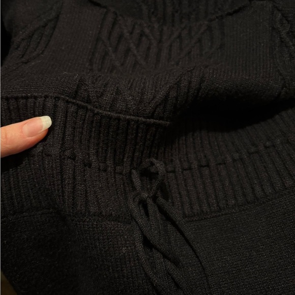 NWT Free People Emmaline Black Balloon Sleeve Knit Sweater Mini Dress Size Large - Picture 7 of 9